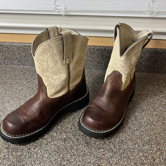 Ariat Boots Fatbaby Heritage Women Sz 7B Brown/Tan Cowgirl Western Bootie Cowboy - Picture 1 of 12